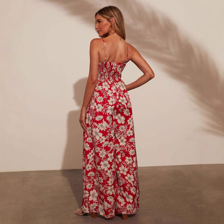 Women's maxi dress with floral design and elastic waist Lisslune