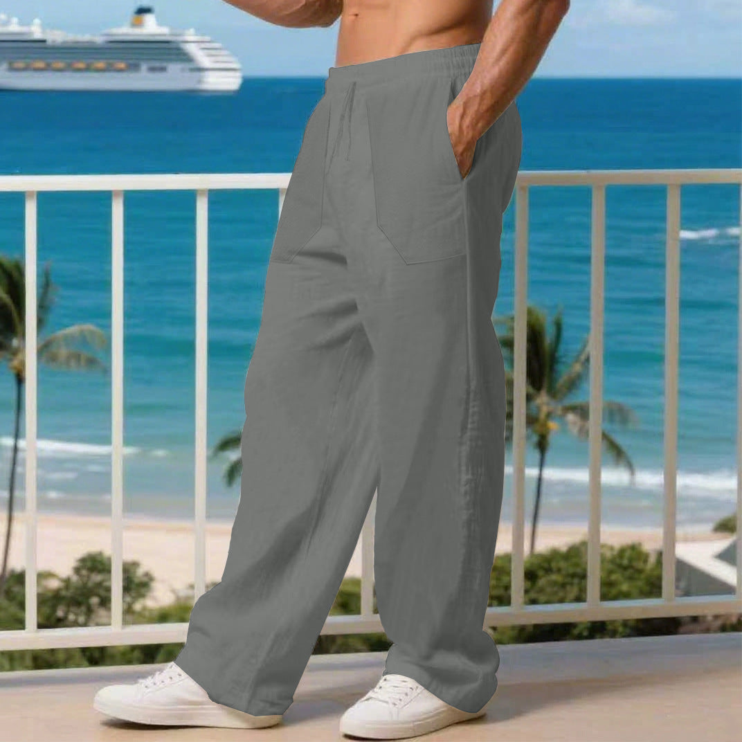 Men's leisure pants with elastic waistband and practical side pockets Lisslune