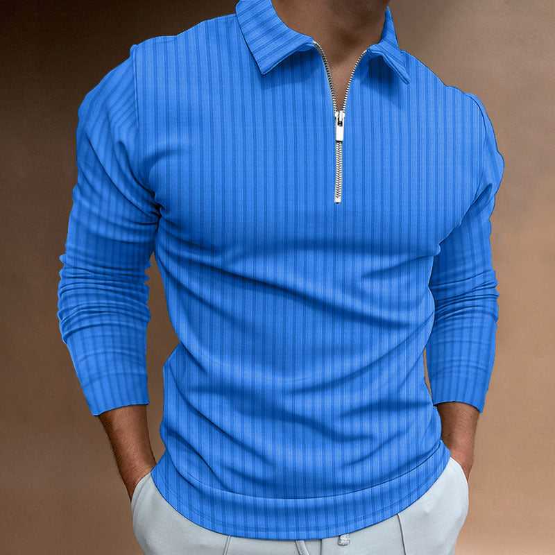 Men's Long Sleeve Polo Shirt with Zipper Lisslune