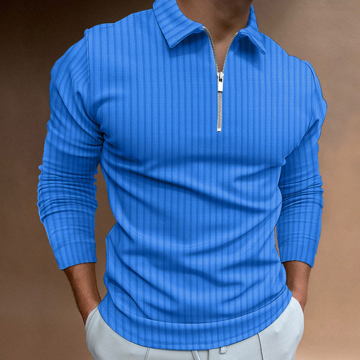 Men's Long Sleeve Polo Shirt with Zipper Lisslune