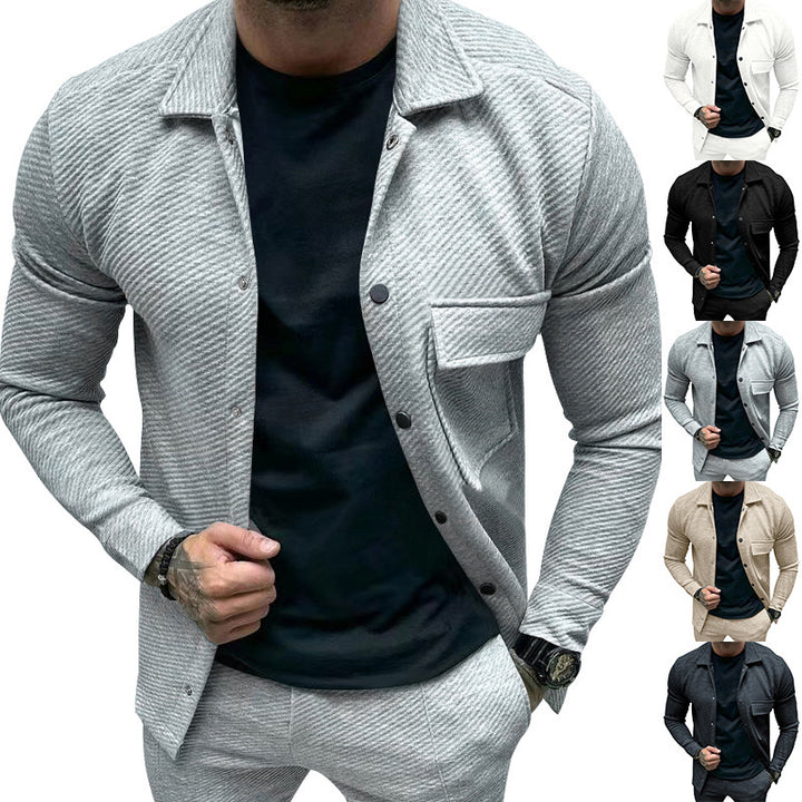 Men's casual jacket with striped design and practical pockets Lisslune