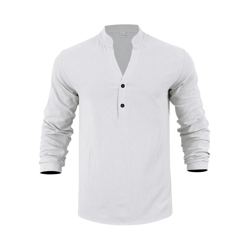 Men's Long Sleeve Henley Shirt with Modern Cut and Practical Button Placket Lisslune