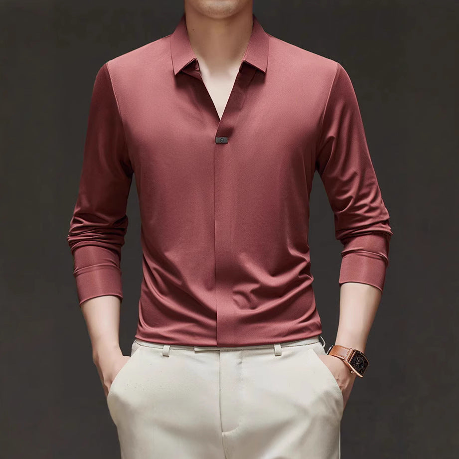 Men's Slim-Fit Long Sleeve Shirt made of high-quality functional fiber Lisslune