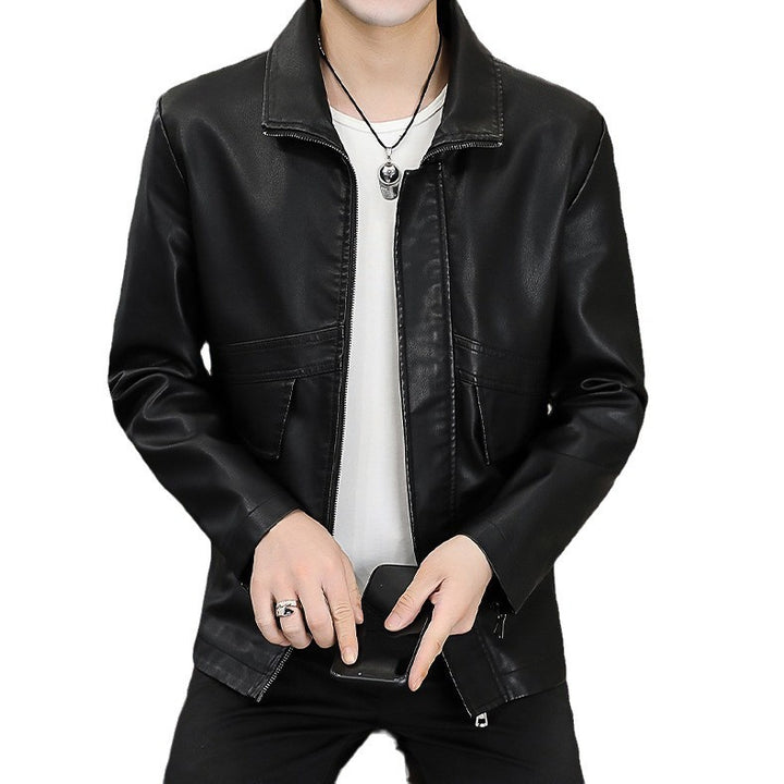 Men's fashionable synthetic leather jacket with practical pockets and stylish cut Lisslune