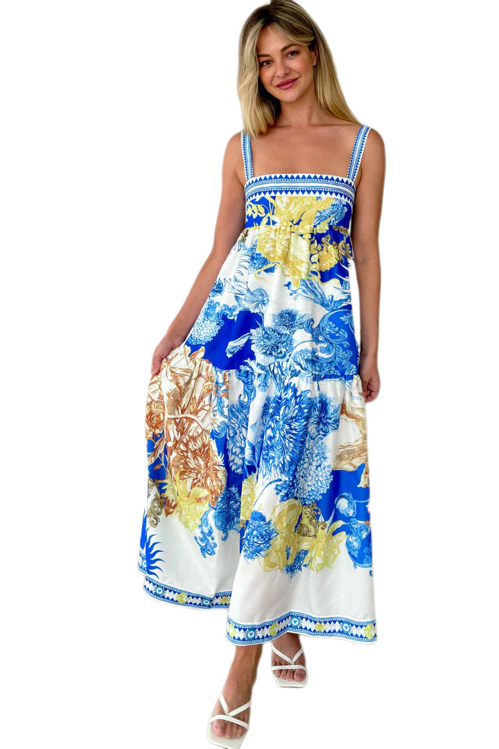 Women's maxi dress with floral design and airy fit