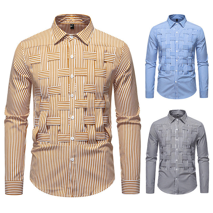 Men's Long Sleeve Shirt with Artistic Pattern Mix Lisslune