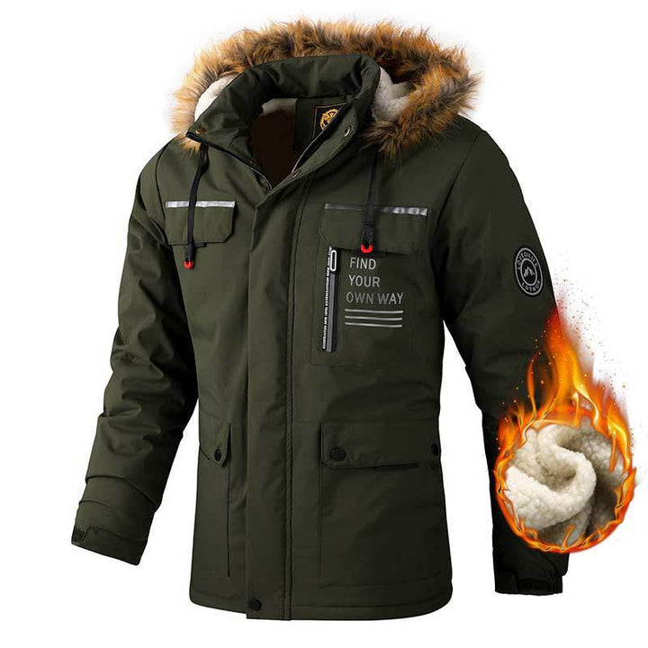 Men's Insulated Winter Jacket with Removable Hood and Fleece Lining Lisslune