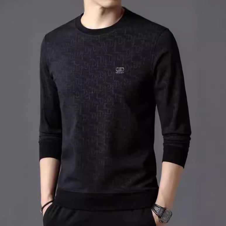 Men's Fashion Long Sleeve Shirt with Elegant Writing Lisslune