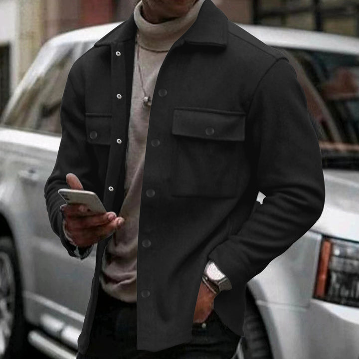 Men's leisure jacket made of high-quality fleece with functional chest pockets and modern design Lisslune