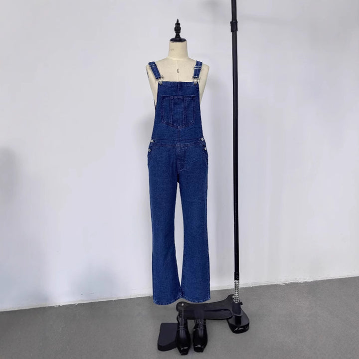 Women's casual denim overalls with practical pockets and wide legs Lisslune