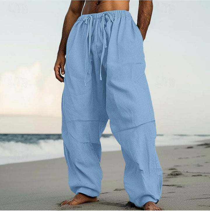 Men's airy linen pants with elastic waistband Lisslune