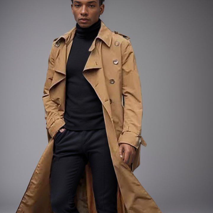 Men's elegant trench coat with adjustable belt and classic details Lisslune