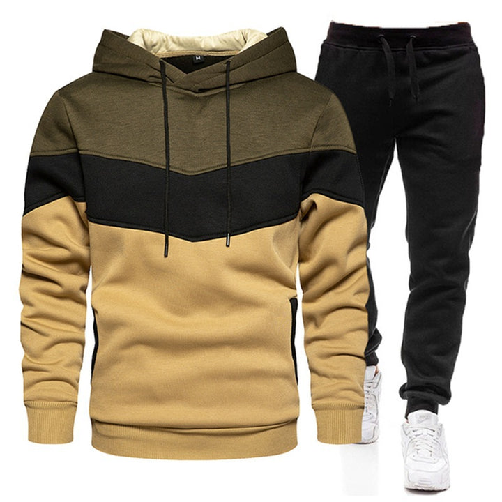 Men's Sporty Hoodie and Joggers with Fashionable Color Block Design Lisslune
