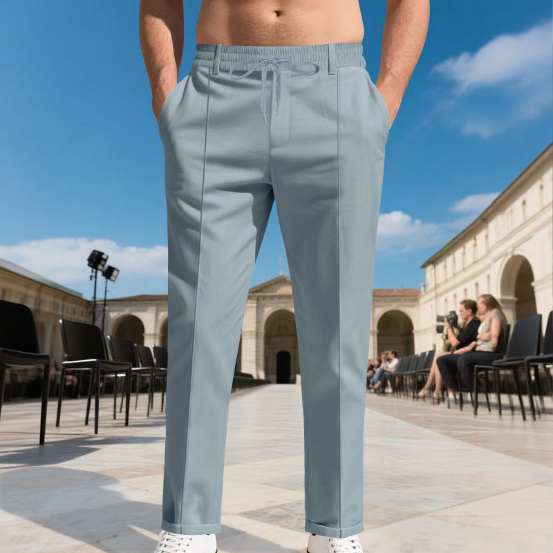 Men's elegant casual trousers with elastic waistband and modern pockets Lisslune