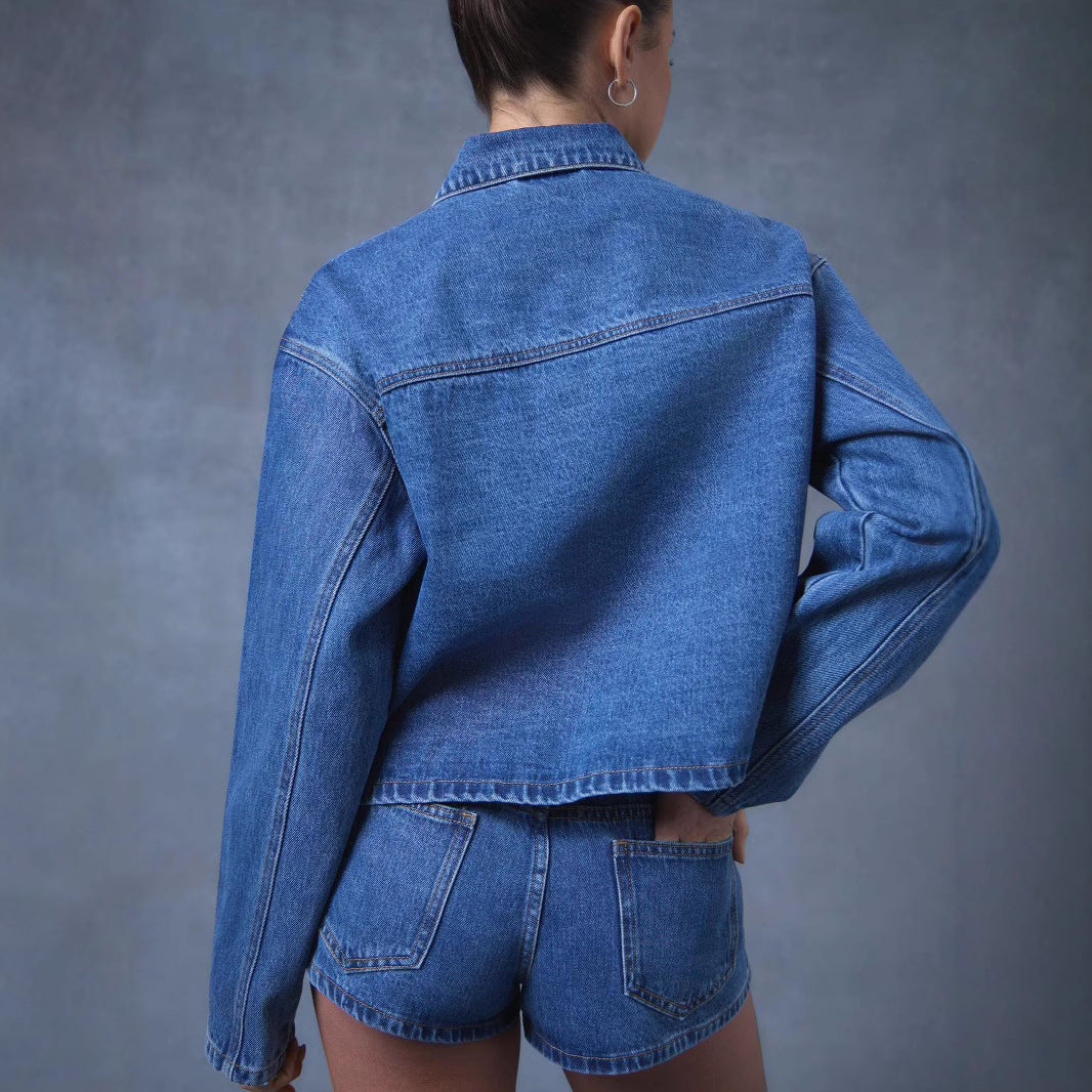 Women’s Modern Denim Jacket with Tie Belt Lisslune