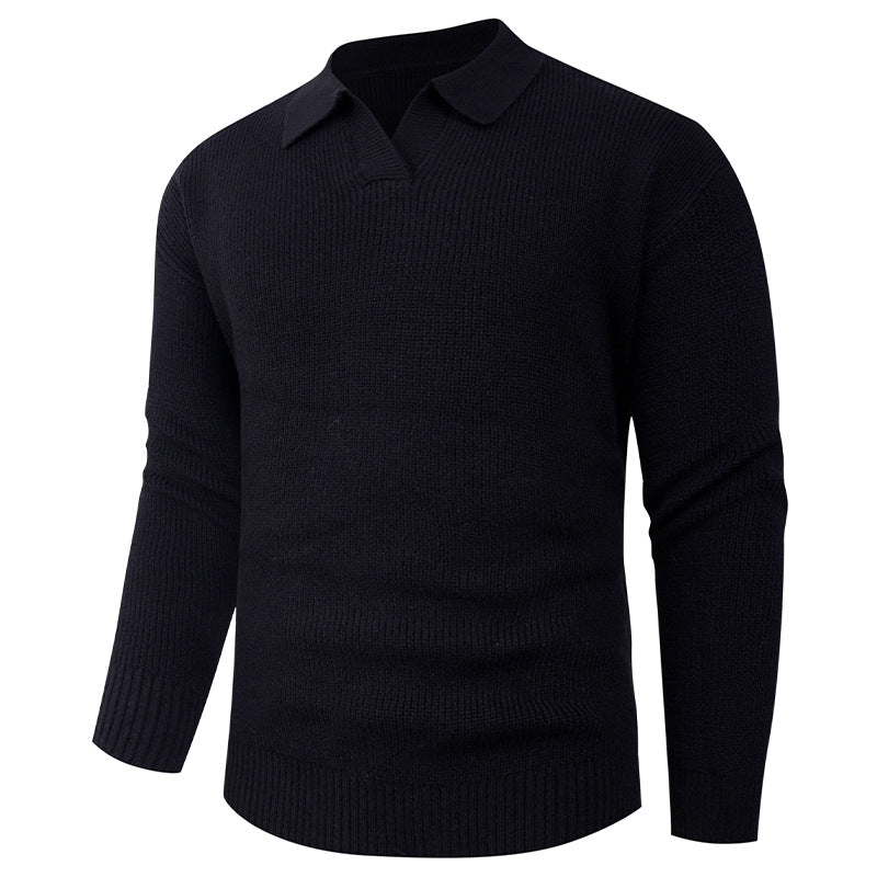 Men's knit sweater with classic collar and textured look Lisslune
