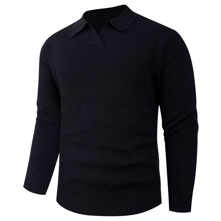 Men's knit sweater with classic collar and textured look Lisslune