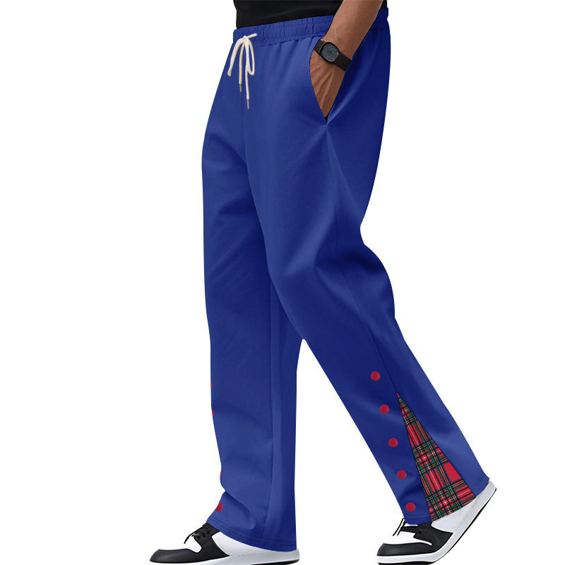 Men's comfortable leisure pants with side snaps and stylish checkered design Lisslune