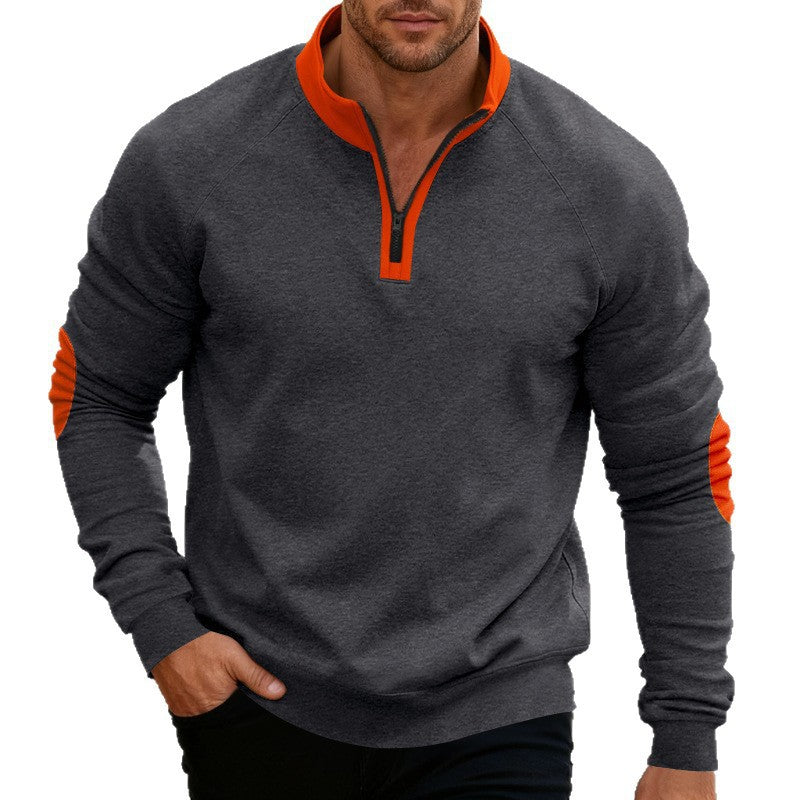 Men's sporty hoodie with short zipper and fashionable contrast elements Lisslune