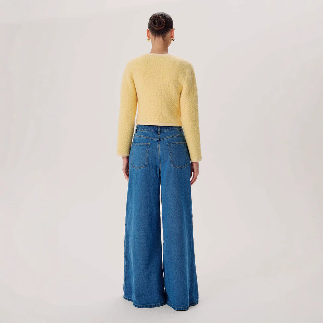 Damen weit geschnittene Jeans mit hohem Bund und eleganter Silhouette Lisslune