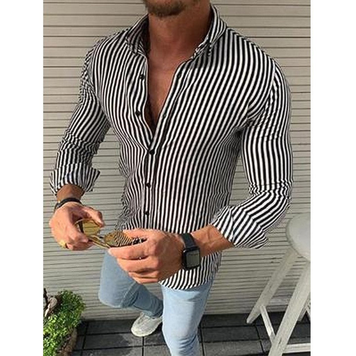 Men's long sleeve shirt with fine stripes and elegant fit Lisslune