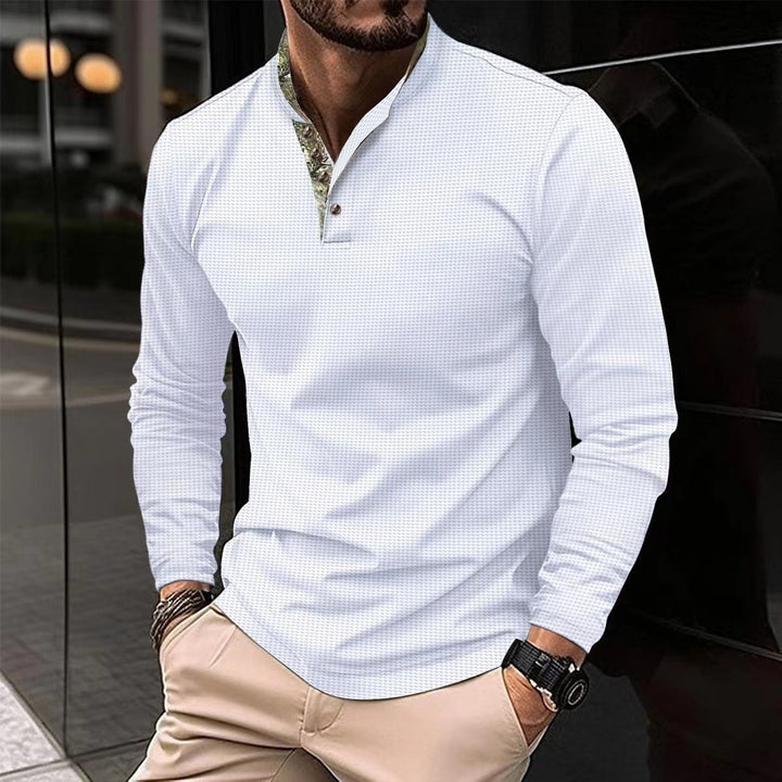 Men's long-sleeve shirt with fashionable stand-up collar and unique pattern Lisslune