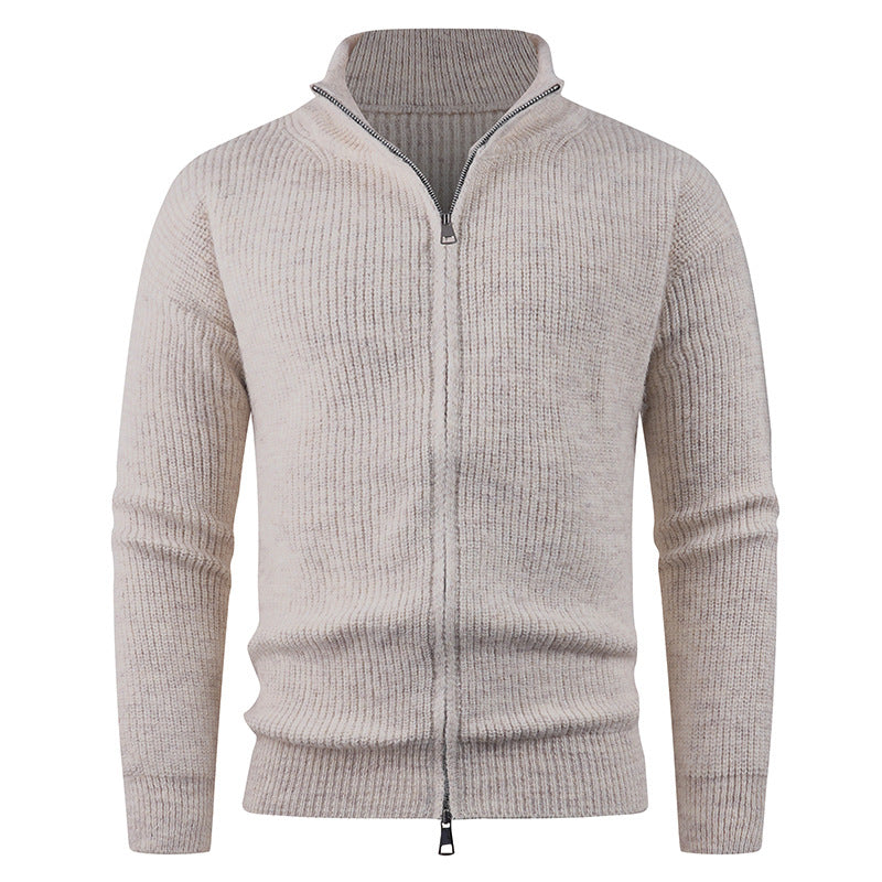 Men's sweater with high collar and decorative zipper Lisslune