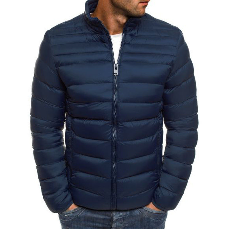 Men's fashionable quilted jacket with high collar and side zip pockets Lisslune