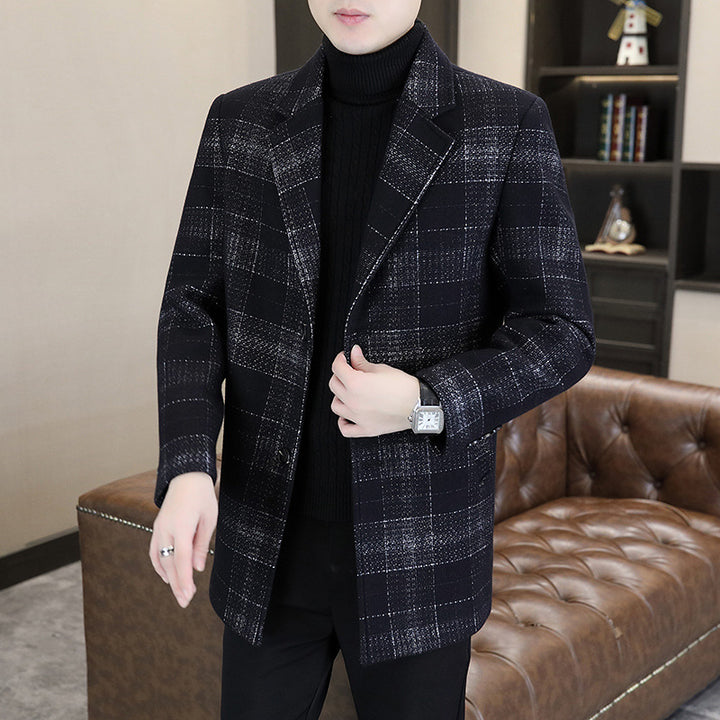Men's Elegant Blazer In Modern Checked Pattern Lisslune
