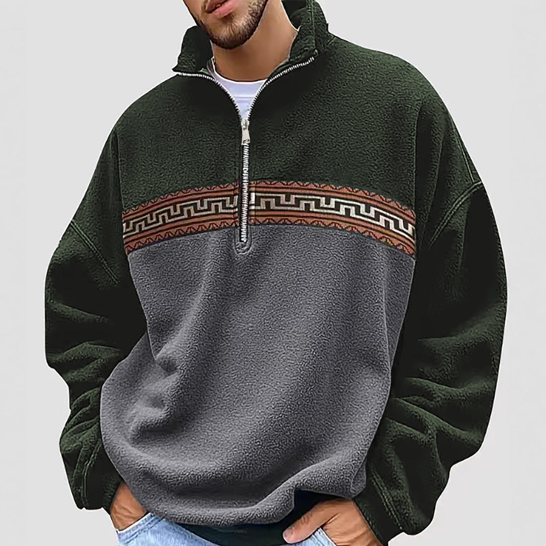 Men's fleece pullover with fashionable stand-up collar Lisslune