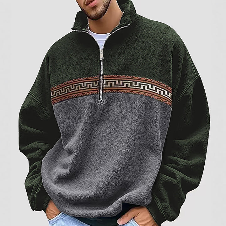 Men's fleece pullover with fashionable stand-up collar Lisslune
