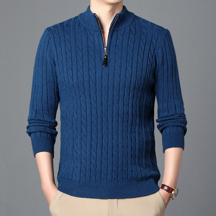 Men's High-Quality Sweater with Textured Zipper Lisslune
