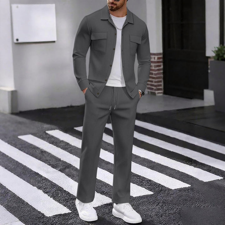 Men's casual tracksuit with textured top and elastic waistband Lisslune