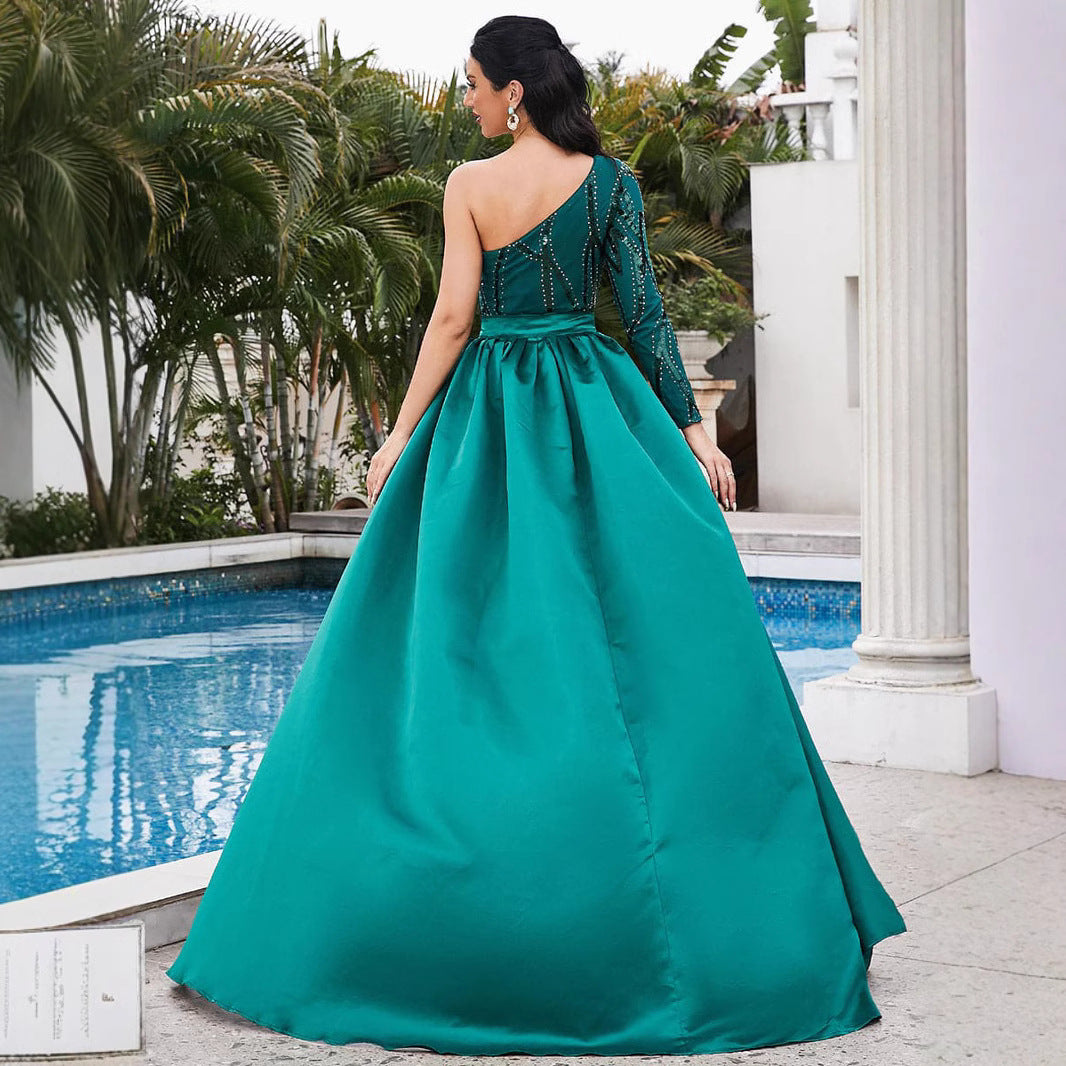 Women's maxi dress with glittering pattern and elegant cape Lisslune