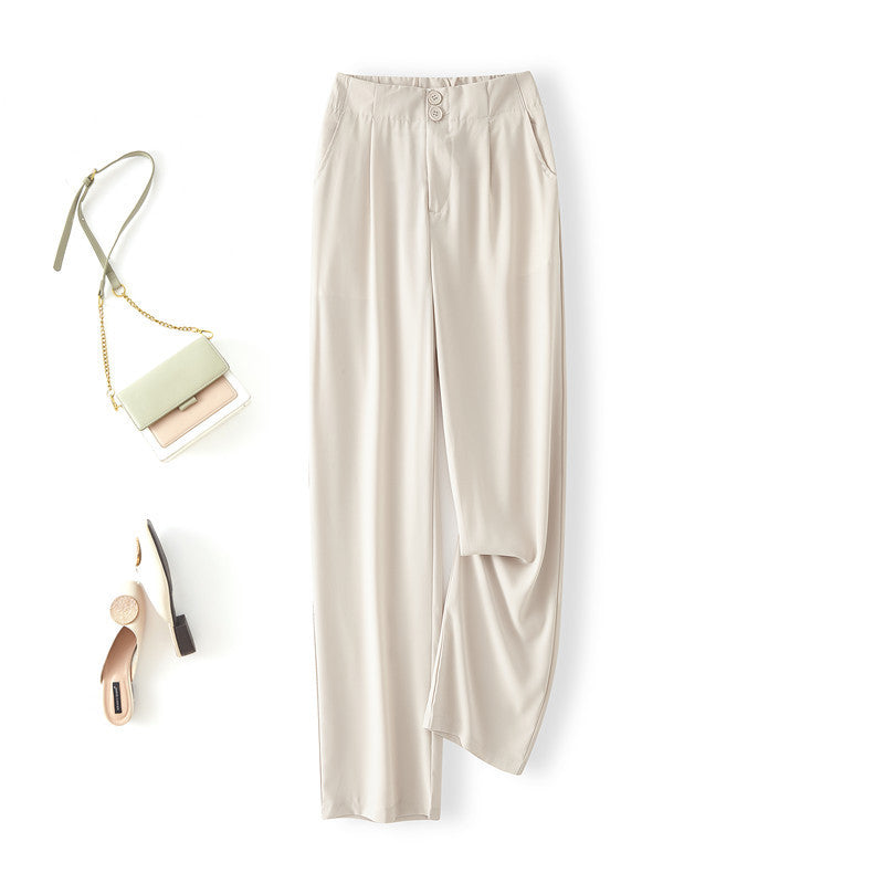 Women Elegant Chino Pants with High Waist and Side Pockets Lisslune