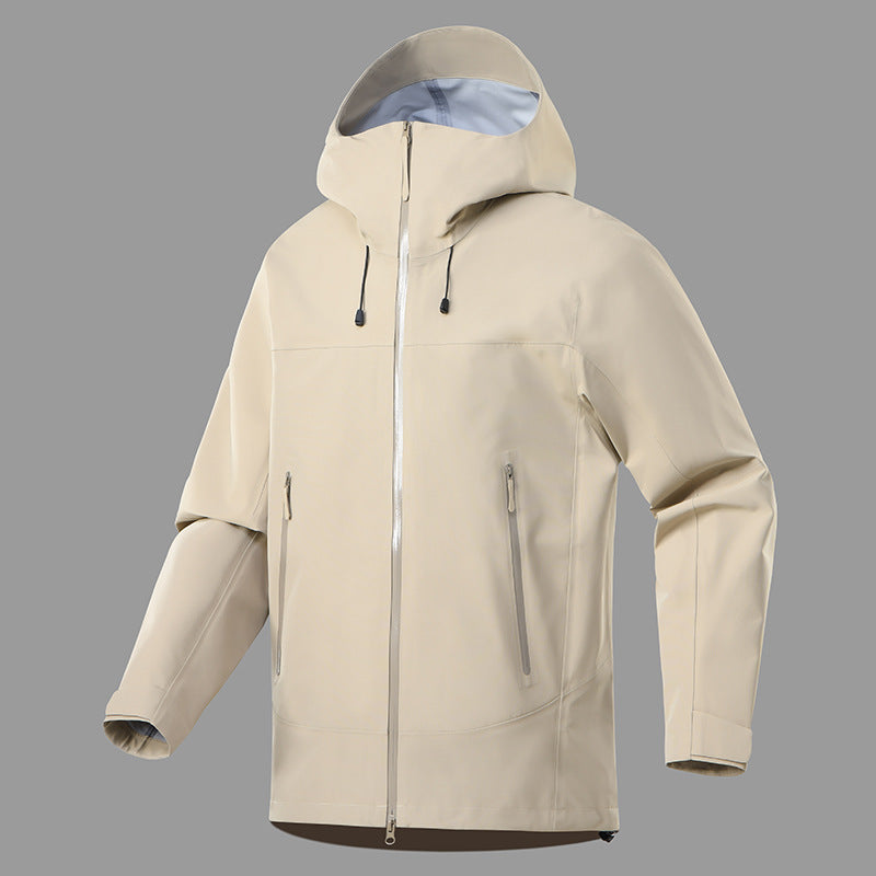 Men's Technical Rain Jacket with Adjustable Hood Collar Lisslune