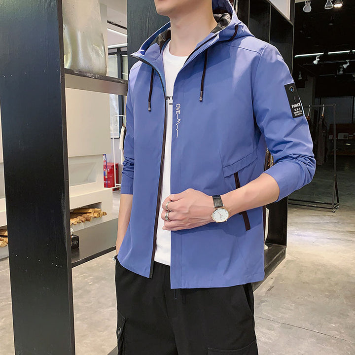 Men's lightweight transitional jacket with adjustable hood and functional zip pockets Lisslune