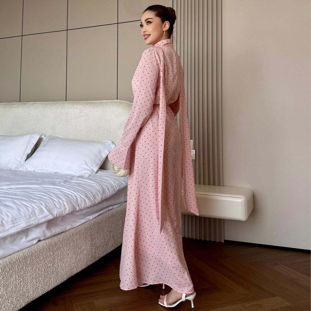Women's maxi dress with elegant dots and stylish slit Lisslune