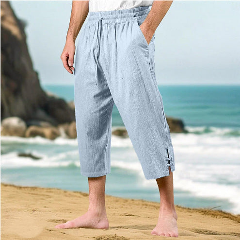 Men's casual and comfortable beach lounge pants with elastic waistband and side slits Lisslune