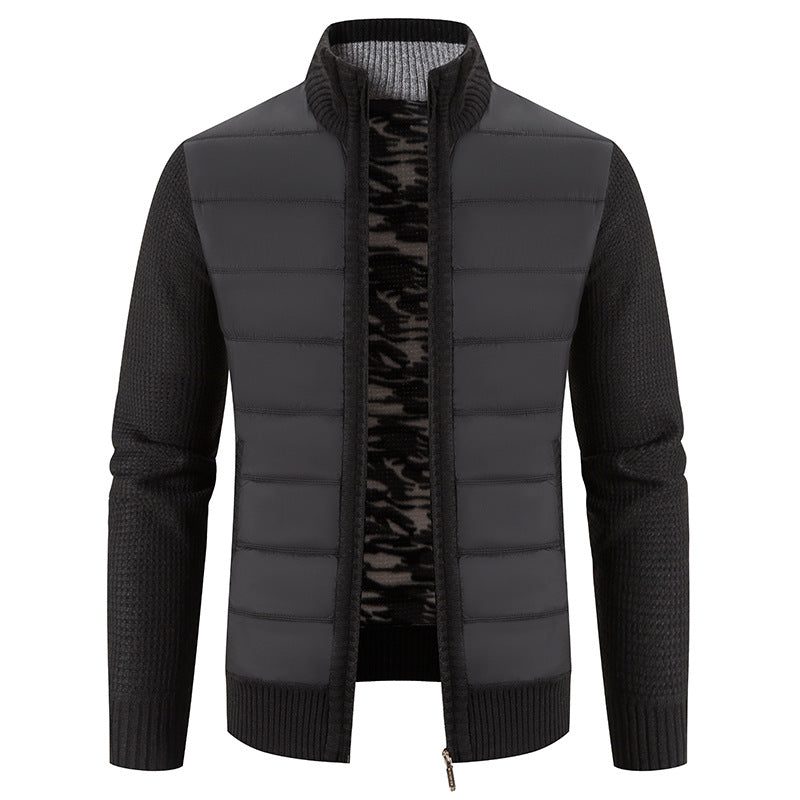 Men's quilted jacket with fashionable knit sleeves Lisslune