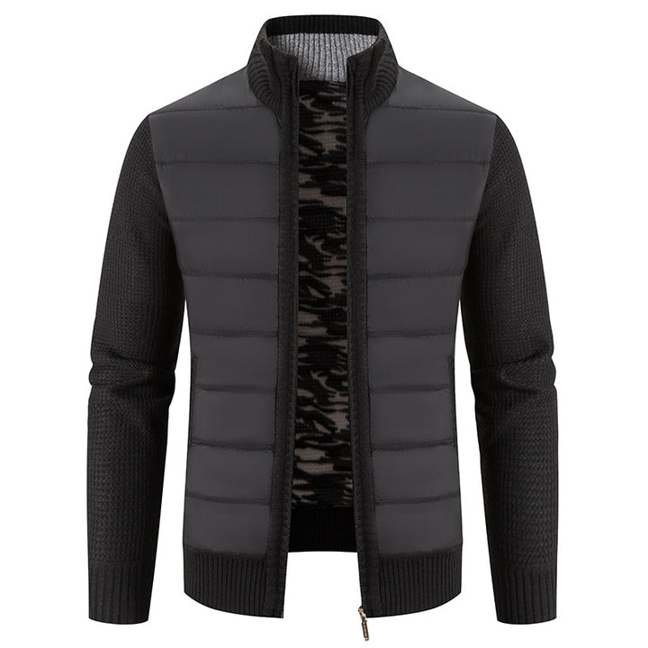 Men's quilted jacket with fashionable knit sleeves Lisslune
