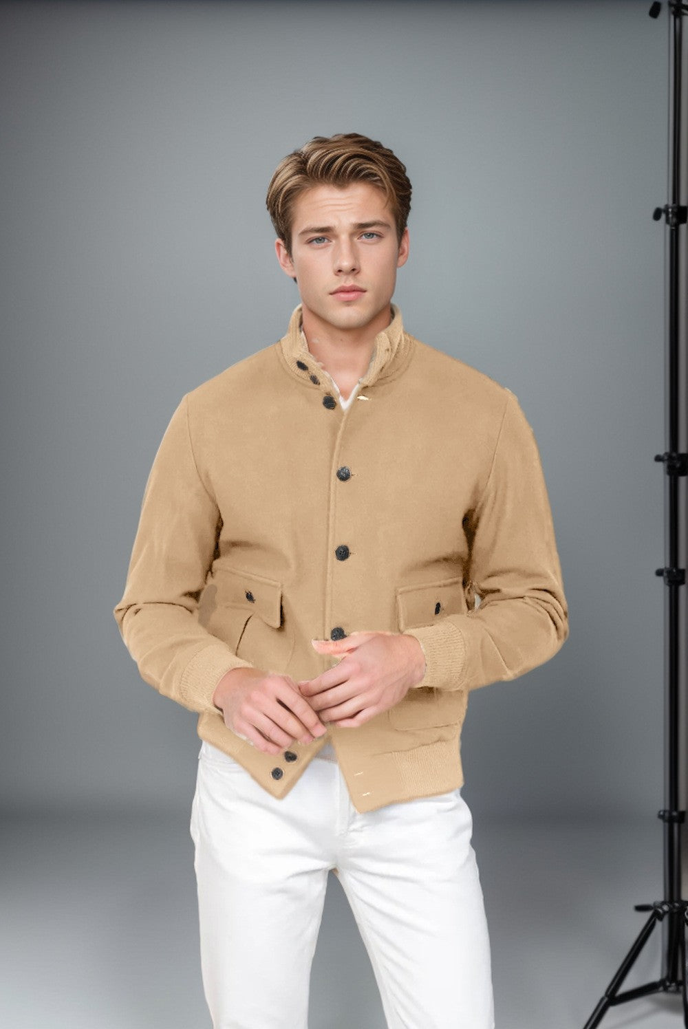 Men's casual and structured cotton jacket with practical pockets Lisslune