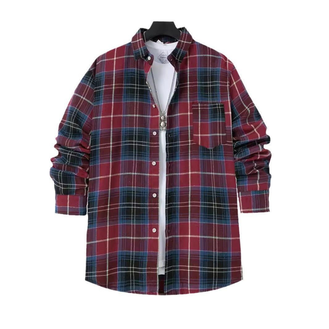 Men's check shirt with modern details and practical chest pocket Lisslune