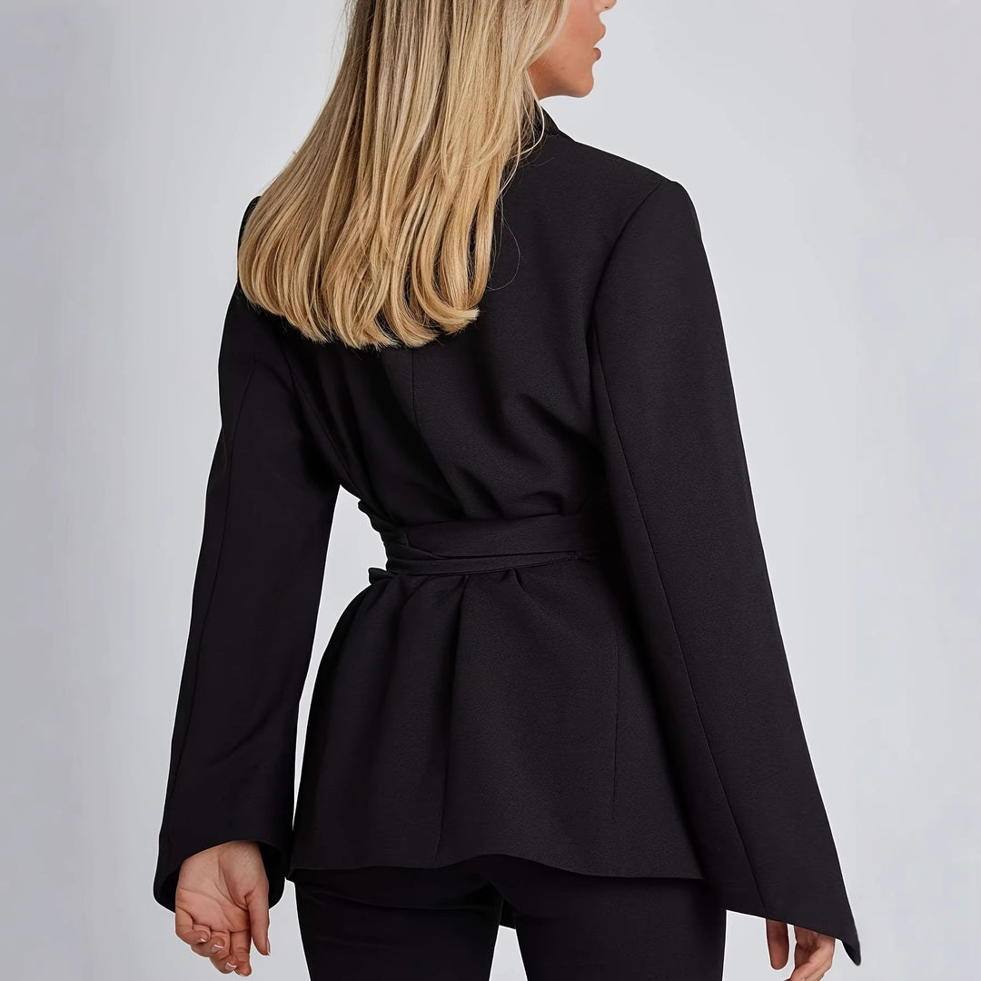 Damen eleganter Blazer mit tailliertem Schnitt und praktischem Gürtel Lisslune