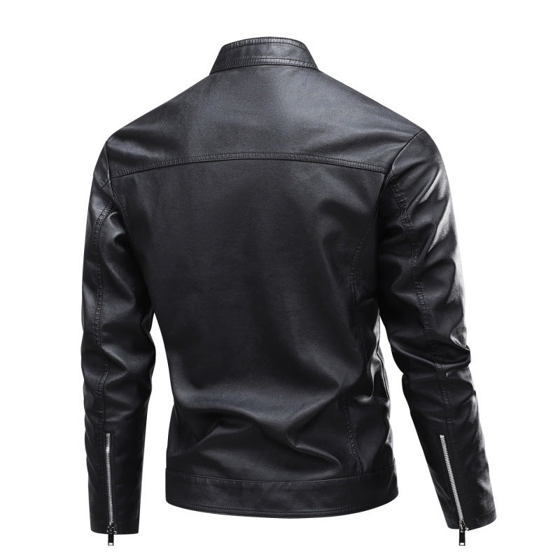 Men's Synthetic Leather Jacket with Modern Cut Lisslune