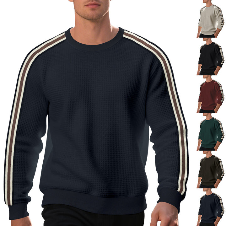 Men's fashionable knitted sweater with textured fabric and sporty stripes Lisslune