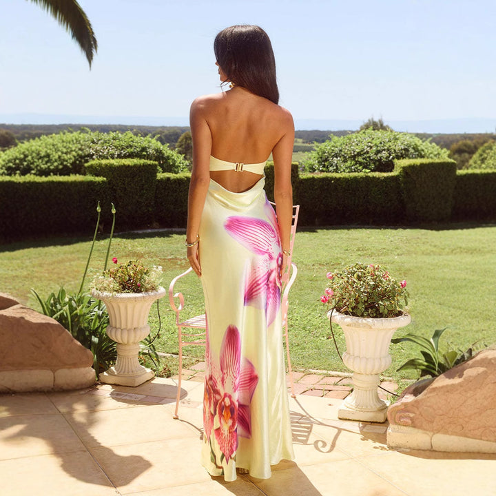 Ladies Elegant tailored maxi dress with floral design and slim fit Lisslune