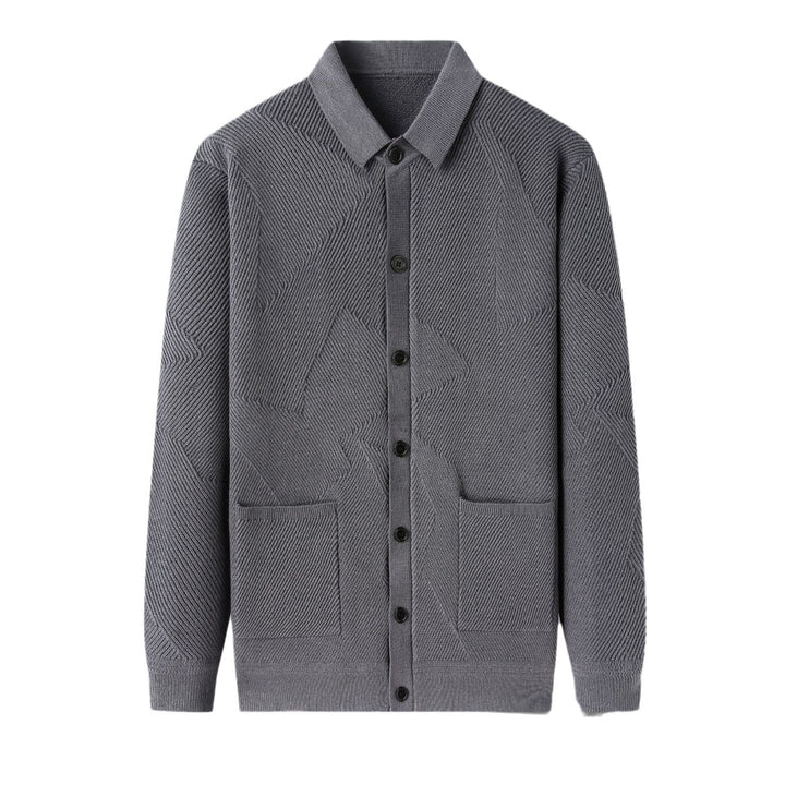 Men's cardigan with modern textured design and practical pockets Lisslune