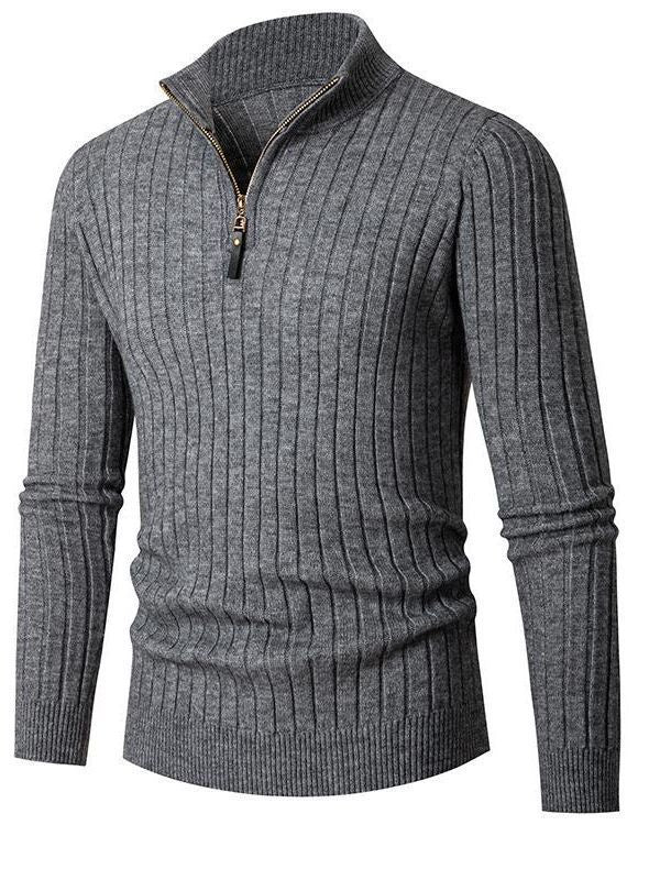 Men's pullover with stand-up collar and textured rib design Lisslune