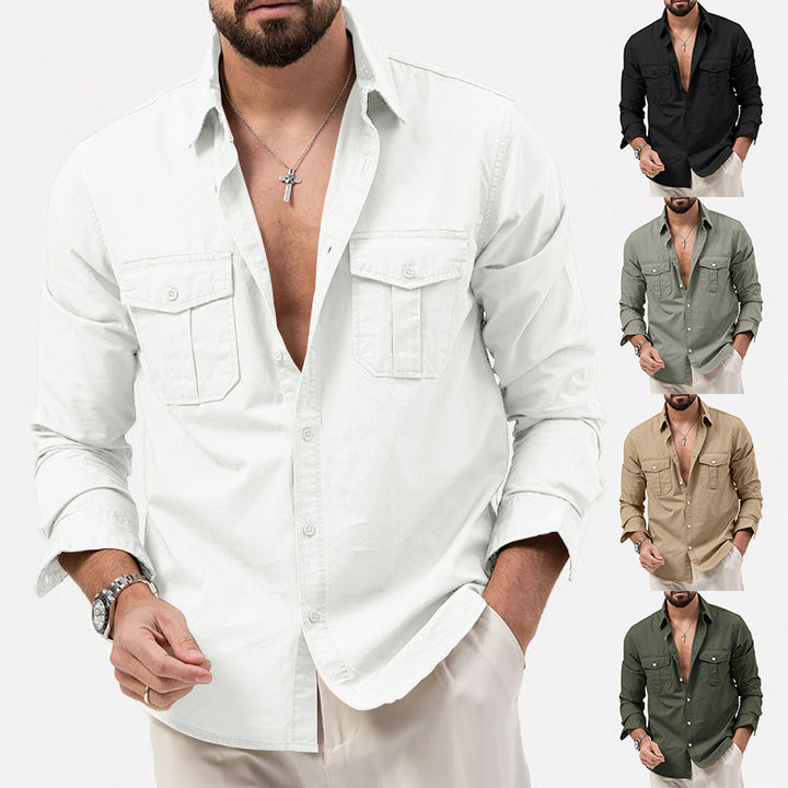 Men's cotton shirt with patch pockets Lisslune